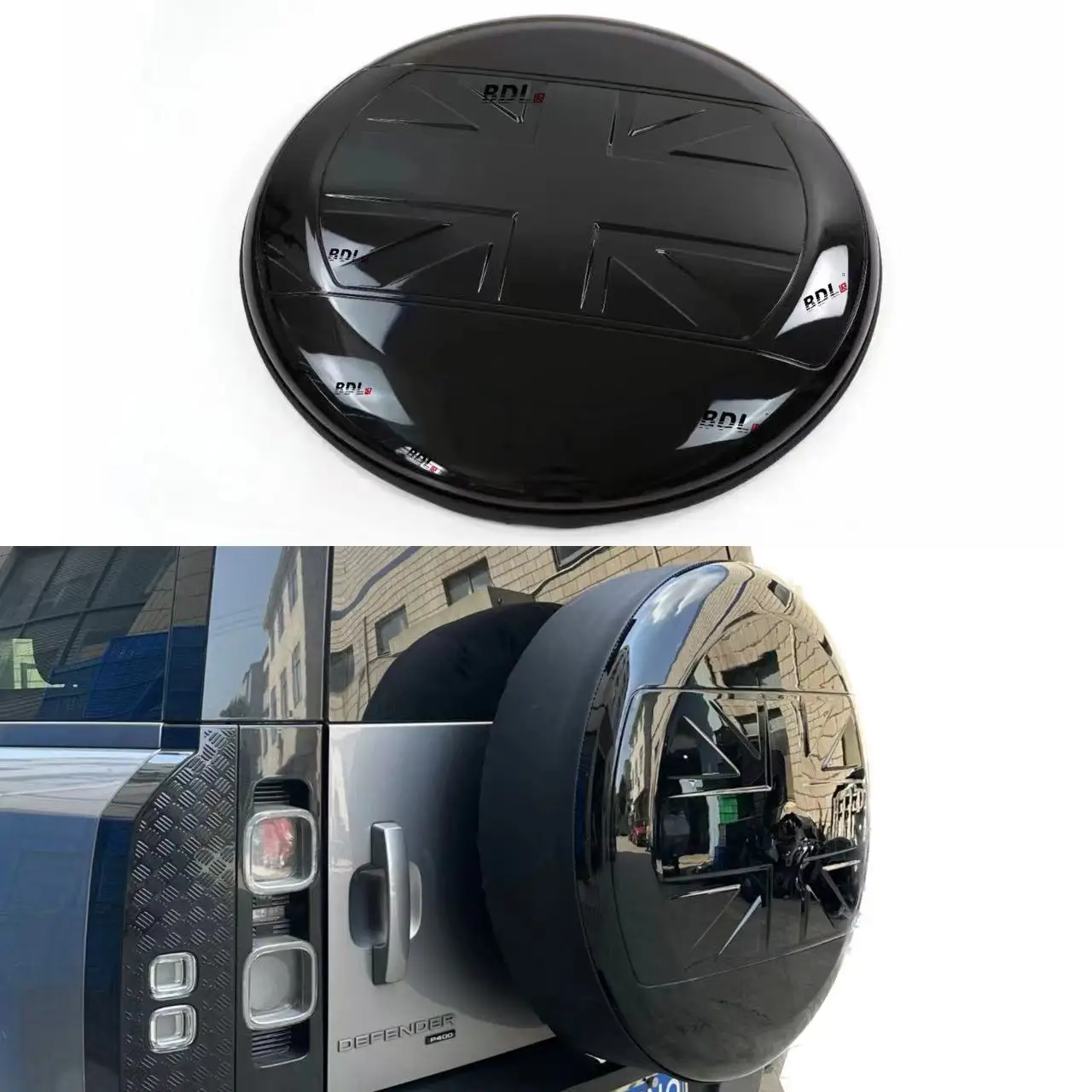 New Design gloss black spare wheel cover Tire Cover Union Jack For Defender 2020  Plastic Spare Tire Cover Wheel 90/110/130 L663