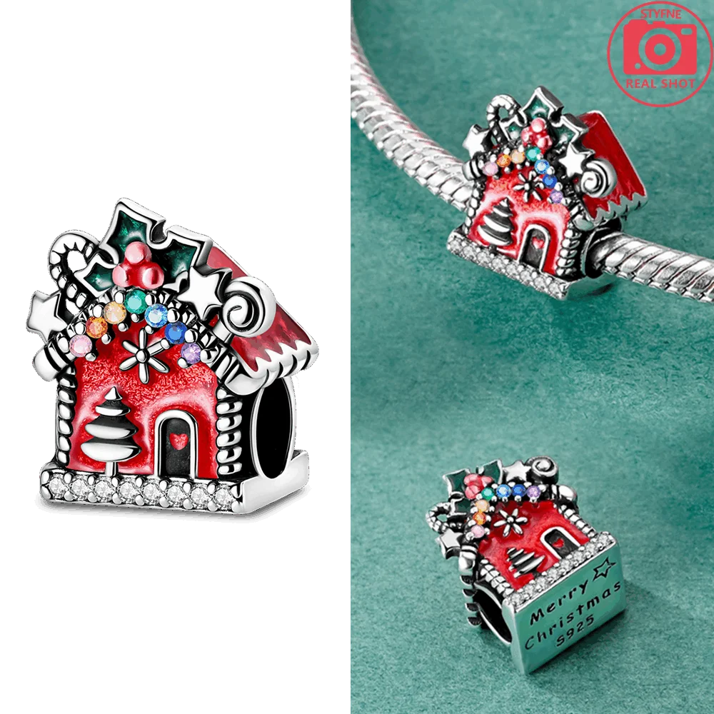Original Charms 925 Silver Christmas Candies Stars House Beads Fit Charms Plata 925 Bracelets For Women Jewelry Making Gifts