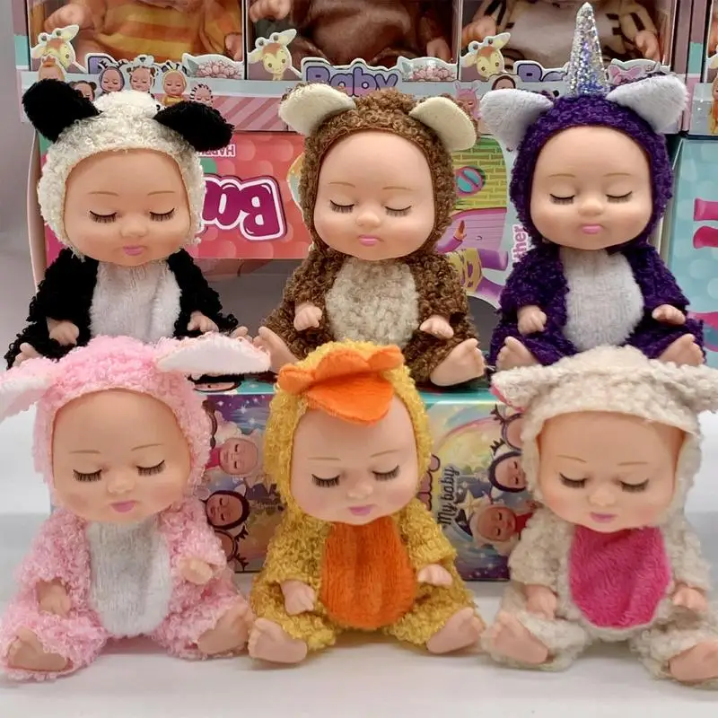 6Pcs Simulation Sleeping Dolls Toy Movable Joints Realistic Collectible Figurines for Pram, Living Room decor Kids Girl's Gifts