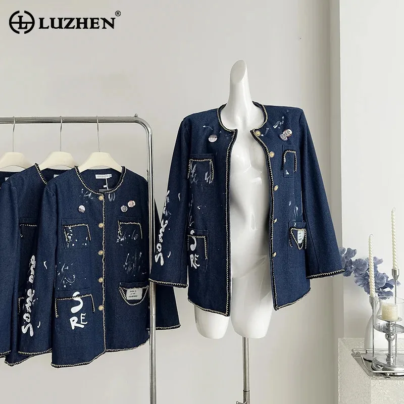 

LUZHEN Elegant Fashion Niche Design Loose Casual Jacket Women's 2024 Lacquer Printed Personalized Autumn Female Outwear AA1560