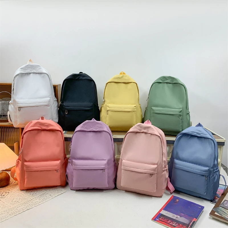 Mulheres mochila à prova dwaterproof água grande capacidade mochila escolar moda zíper cor sólida estudante menina casual bolsa de ombro mochilas