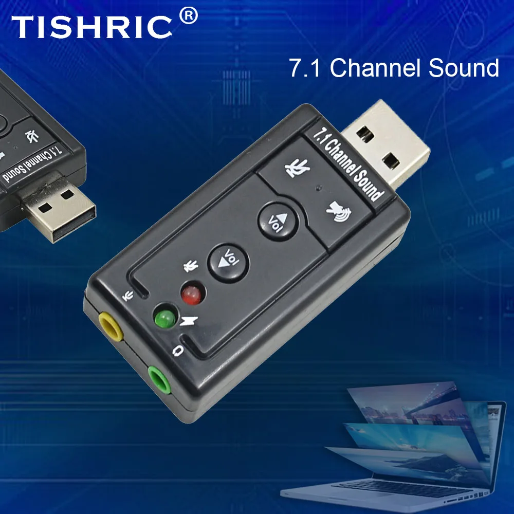 

7.1-канальный USB-адаптер звуковой карты — внешний 3D-аудиоконвертер с микрофоном 3,5 мм и разъемом для гарнитуры, совместимый с Windows