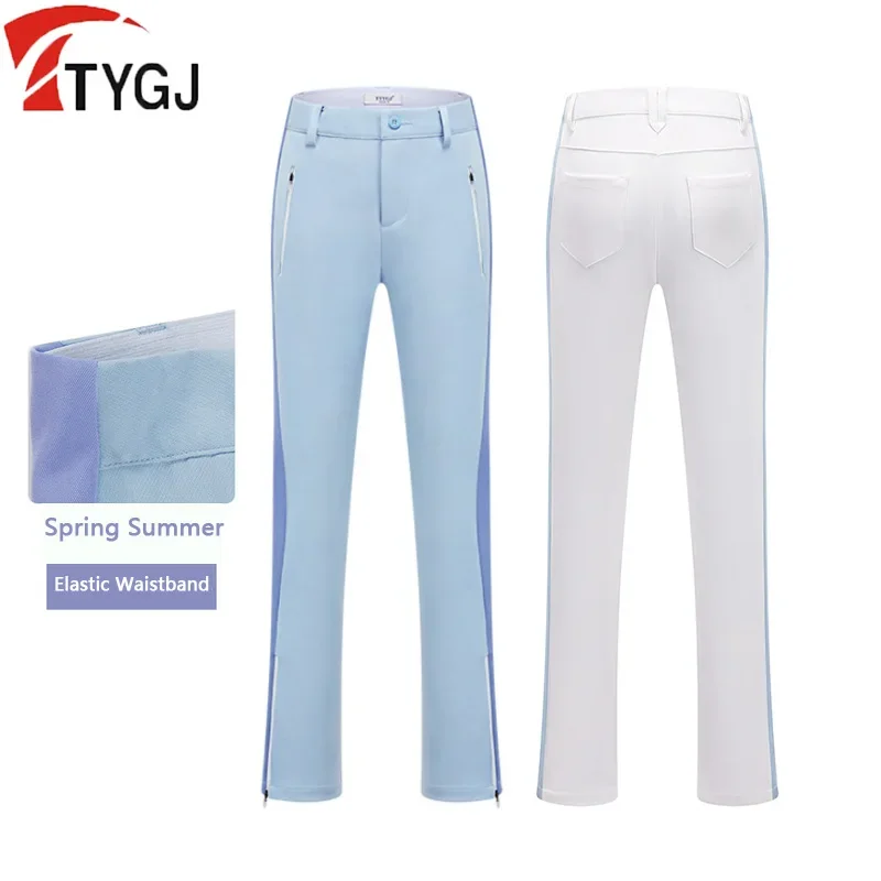 

TTYGJ Ladies Outdoor Slim Trousers Zipper Split Golf Pants Women Spring Summer Golf Sports Sweatpants Elastic Casual Pant XS-XL