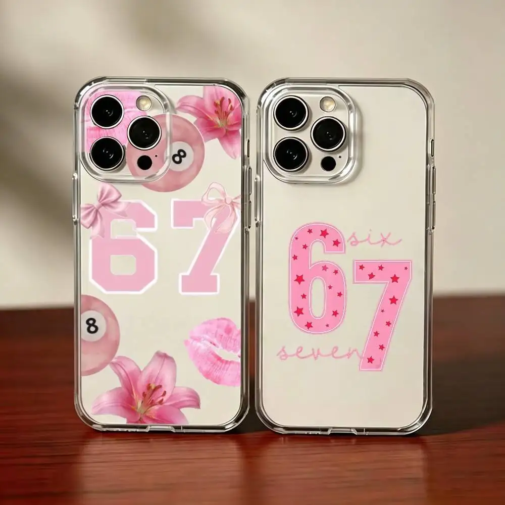 

Luxury Six Seven 67 Phone Case For iPhone 17 16 15 14 13 12 11 Mini Pro Max Plus Transparent Cover