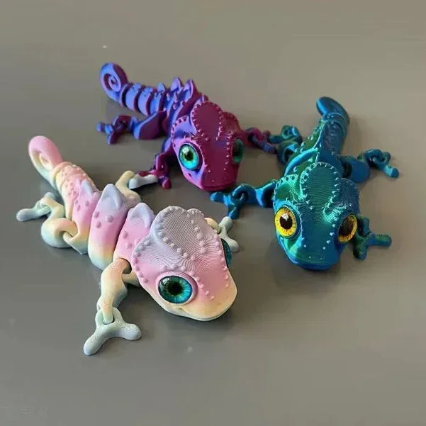 3D Printing Chameleon Multi-joint Movable Figures Simulation Eyes for Kids Gift Living Room Home Decoration Accessories