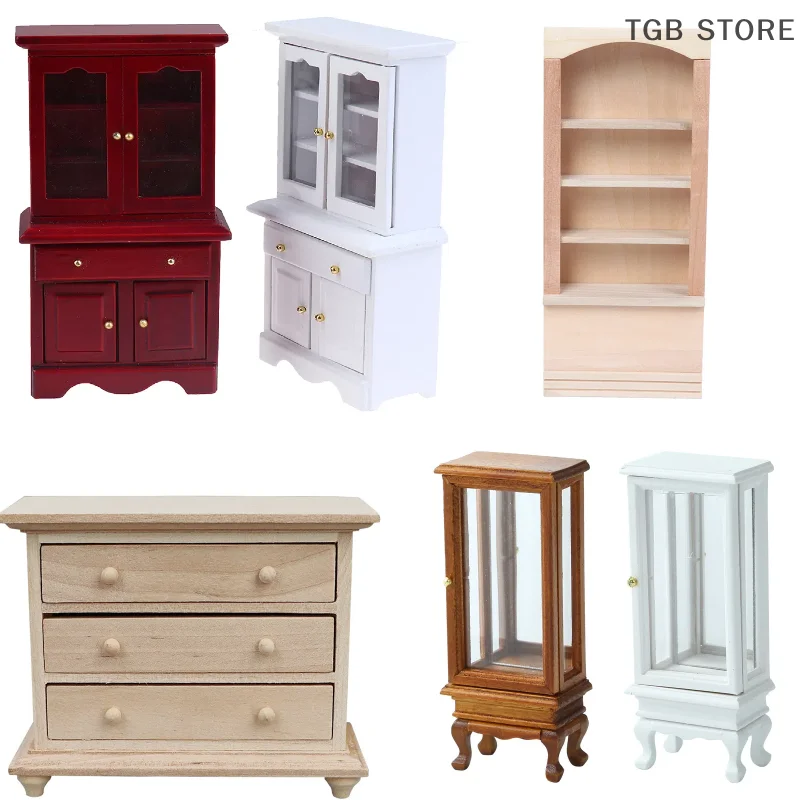 

1/12 Многофункциональная деревянная мебель, миниатюрная модель кукольного домика, шкаф, книжный шкаф, игрушка
