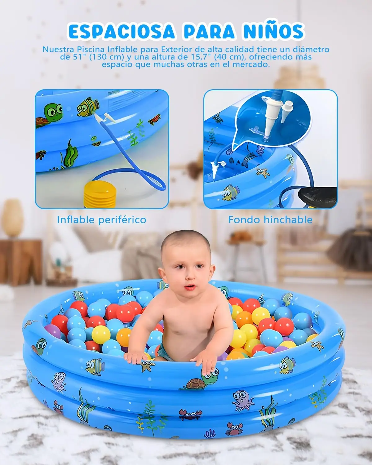 어린이용 풍선 수영장, 3단계 원형 어린이용 수영장, 풍선 볼풀, 여름 물놀이 장난감