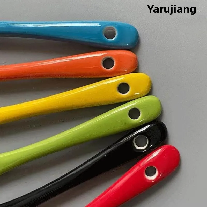 Creative  Ceramic Coffee Spoon 12cm Soup Spoon Hotel Commercial Matched with  Cup Coffee Utensils Macaron Color
