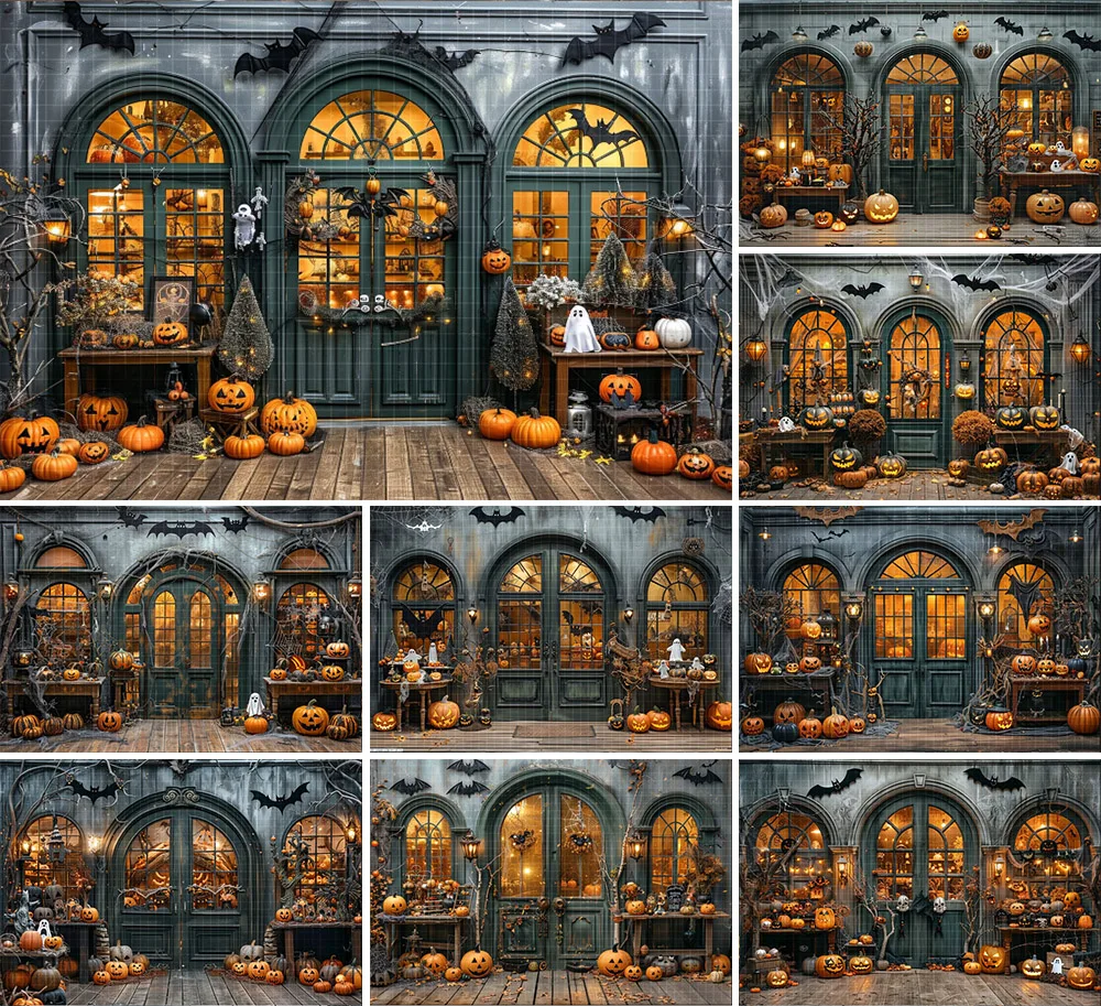 

Mehofond Photography Background Halloween Spooky Pumpkin Store Trick or Treat Kids Birthday Portrait Decor Backdrop Photo Studio