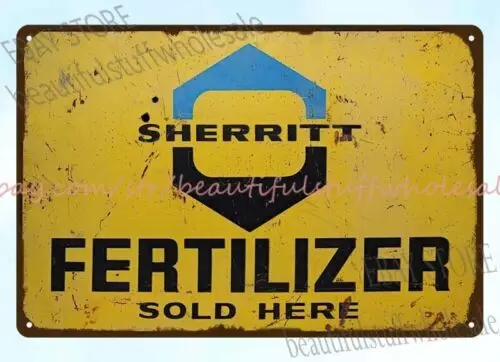 Sherritt Fertilizer cottage Barnyard farm chemical metal tin sign cottage shop