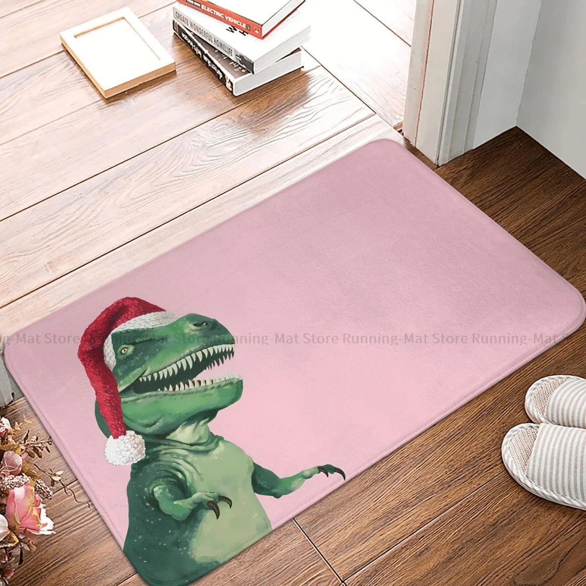 Dinosaur Bathroom Mat Happy Santa T-Rex Doormat Living Room Carpet Entrance Door Rug Home Decoration