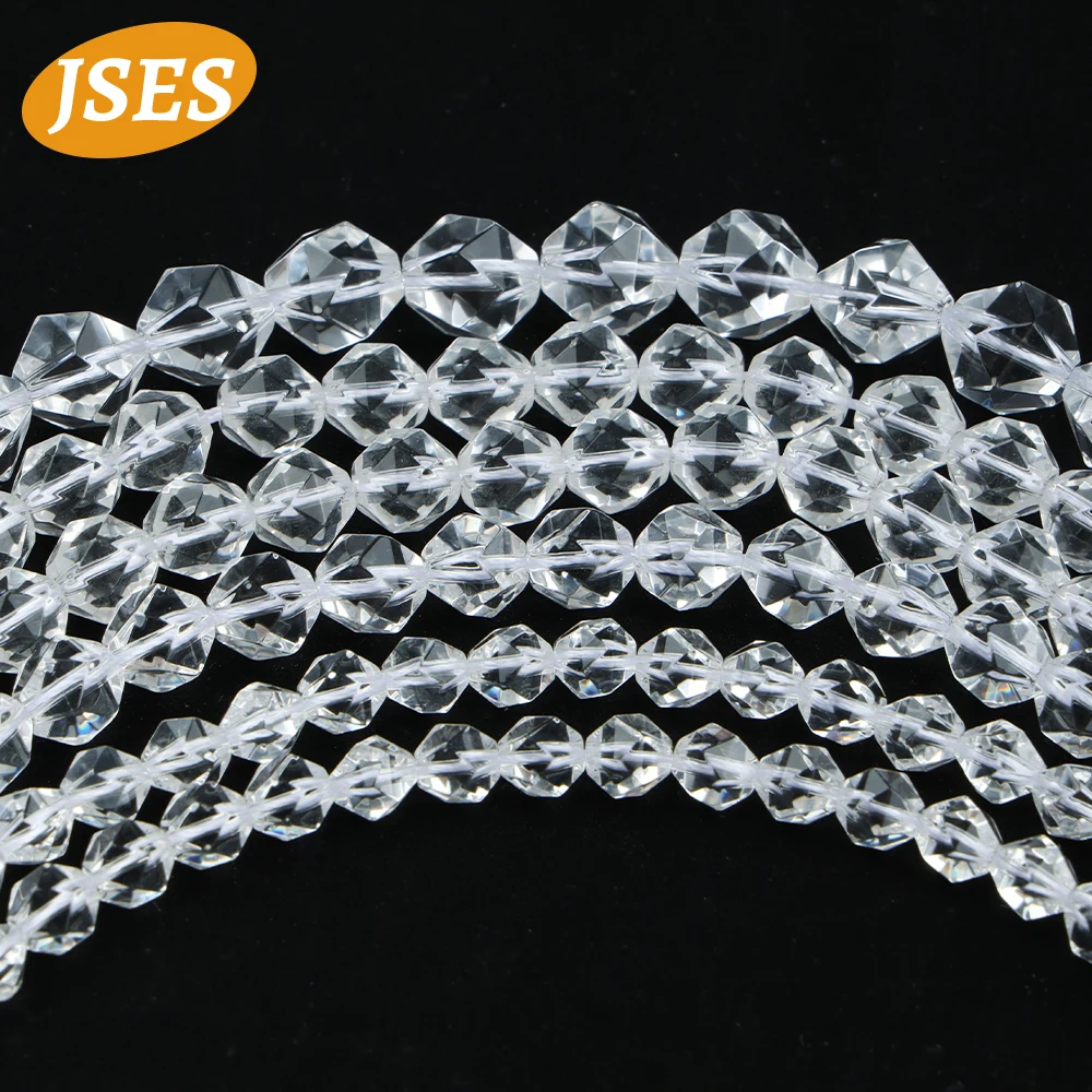 A++ Natural White Crystal Quartz Star Faceted Cut Loose Beads for Jewelry Making Bracelet Necklace DIY Gifts Accessories Charms