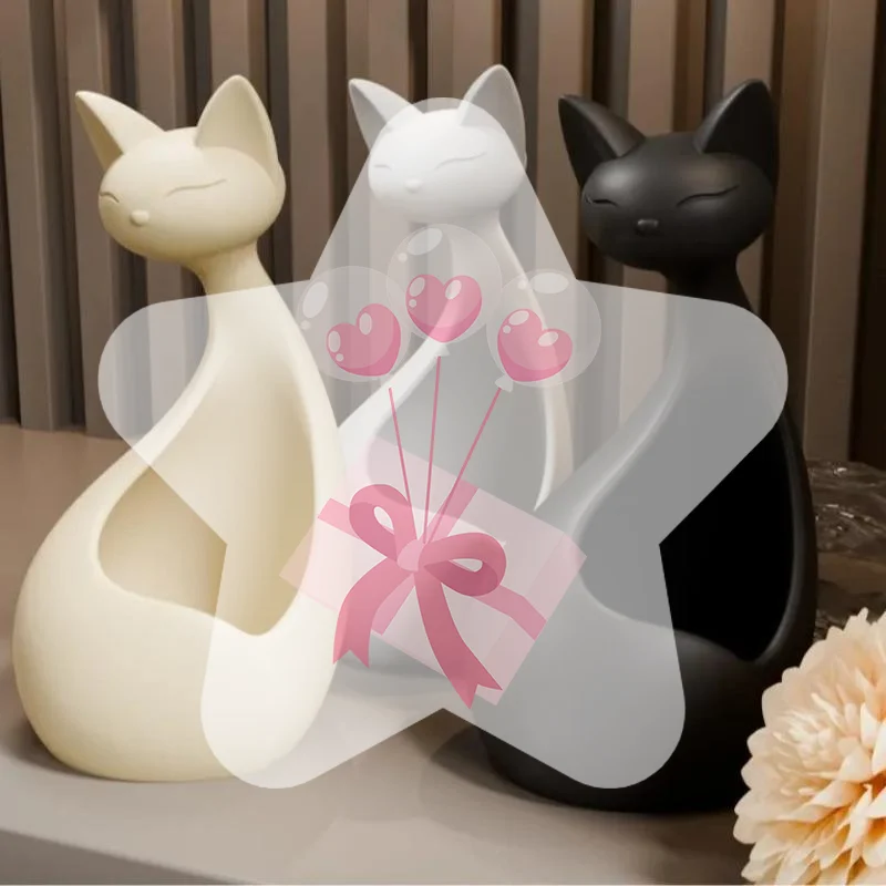 Unique Nordic Minimalist Cat Shaped Planter 3D Printed Decorative Flower Pot for Bedroom Living Room Home Decor