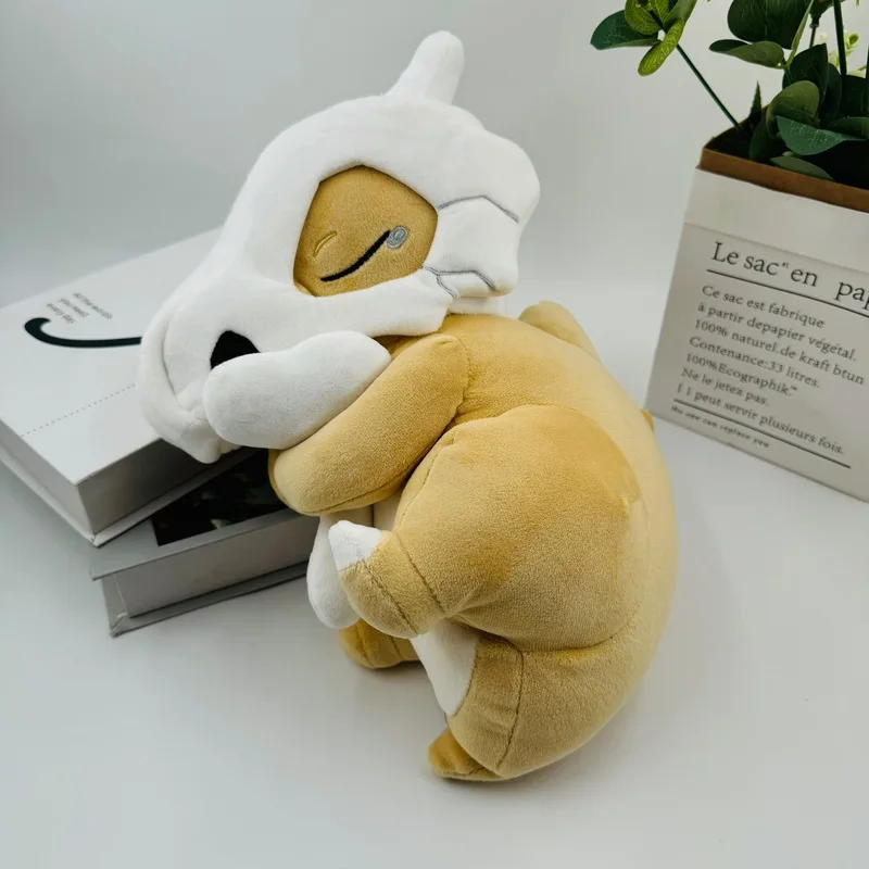 32cm Anime Sleeping Cubone Dinosaur Head Mask Plush Toy Soft Pillow Room Decorative Seat Cushion Cute Companion Comfort Doll