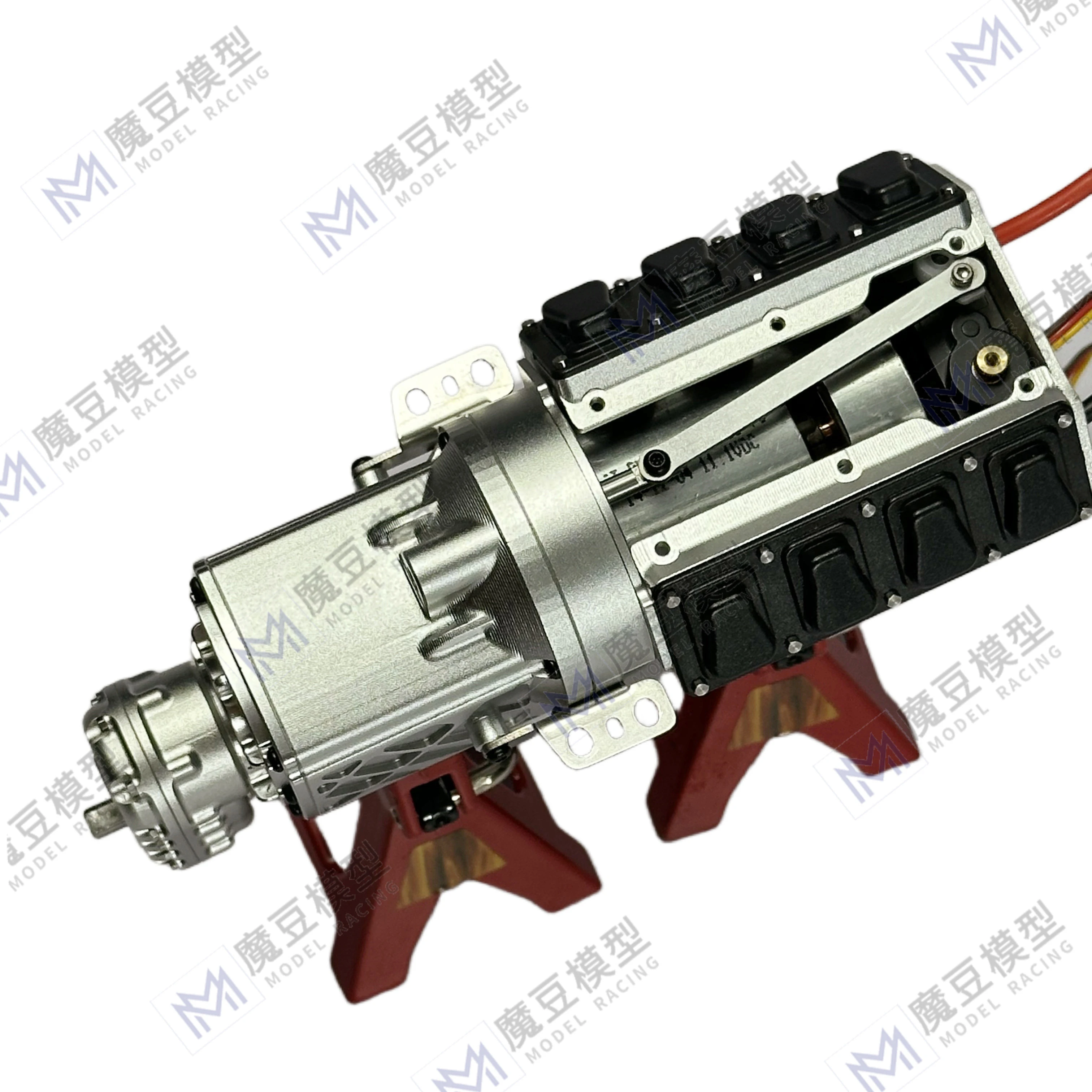 RC 1/14 Metall-Simulations-2-Gang-Getriebe mit Bürstenmotor für Tamiya Hydraulikbagger, Lader, Muldenkipper, DIY-Teile – Detail 9
