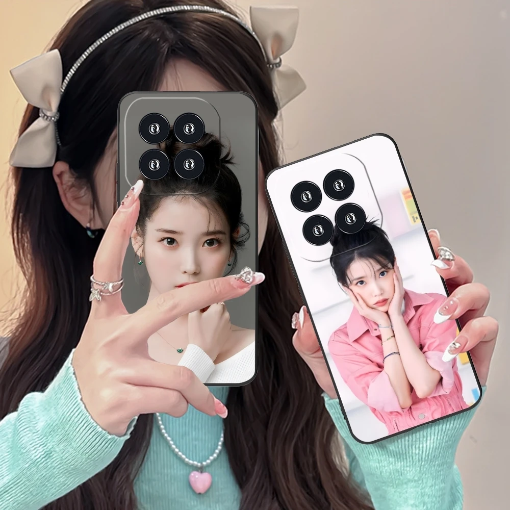 KPOP IU Lee JiEun Mobile Cell Phone Case for Xiaomi 14 13 12 11 10 9 T Ultra Lite Pro S SE X 5G Black Soft Phone Cover Shell