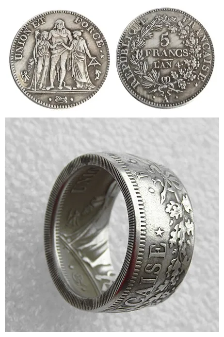 France 5 Francs LAN 4 A Coin Ring Copper-nickel Alloy Handmade In Sizes 8-16