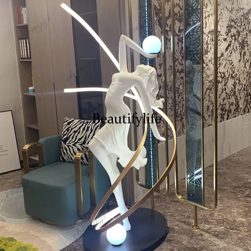 Sculpture ornament Dancing girl landing, living room staircase beauty salon shop, decoration