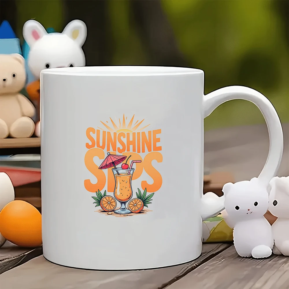 كوب مشروبات Sunlit سعة 11 أونصة - كوب مكتب للأطفال بتصميم Orange Sunny SUNSHINE لعيد الميلاد #5