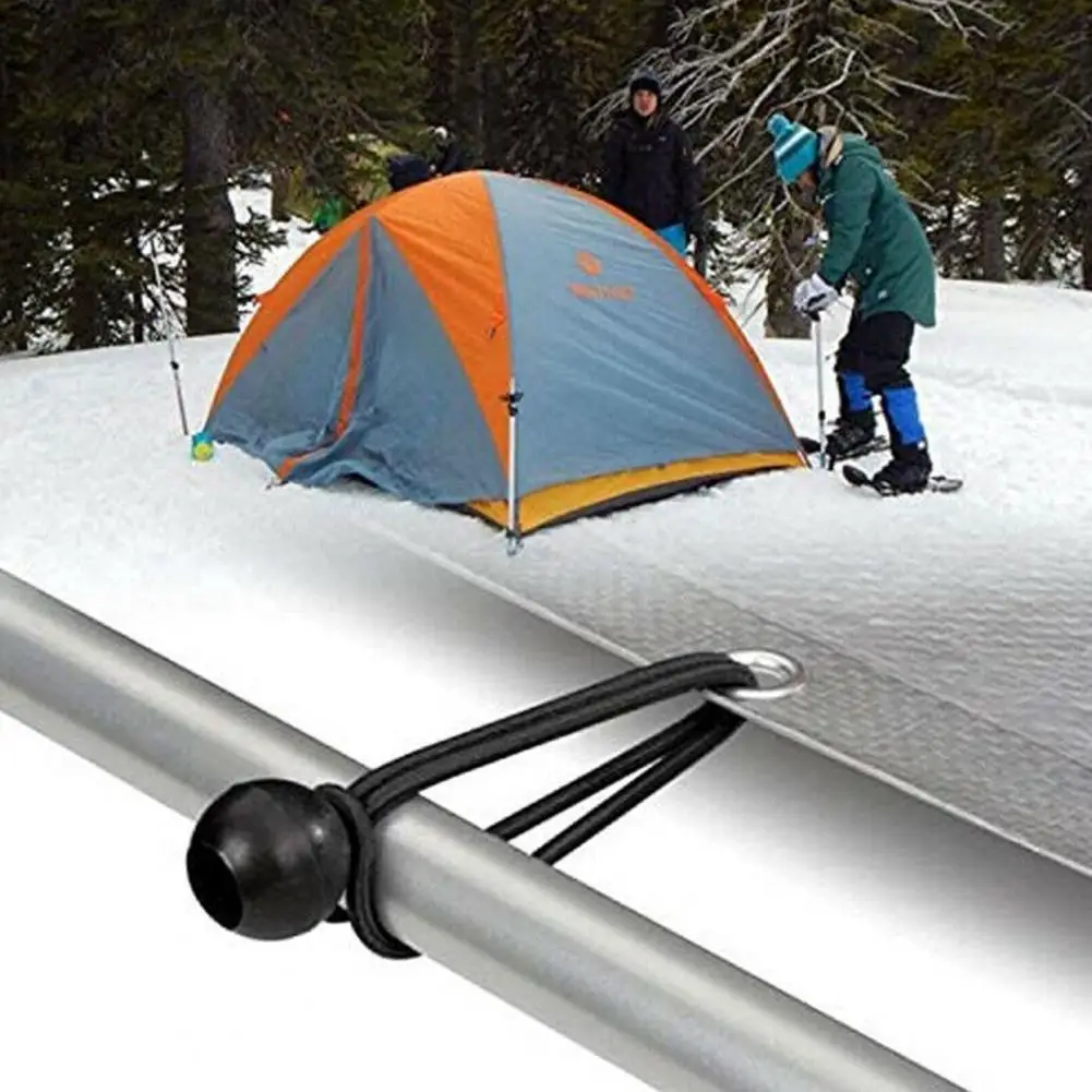 Elastic Ropes 50pcs Waterproof Tarpaulin String Cords with Balls Portable Tie Down Straps Elastic Tensioner Bands for Camping