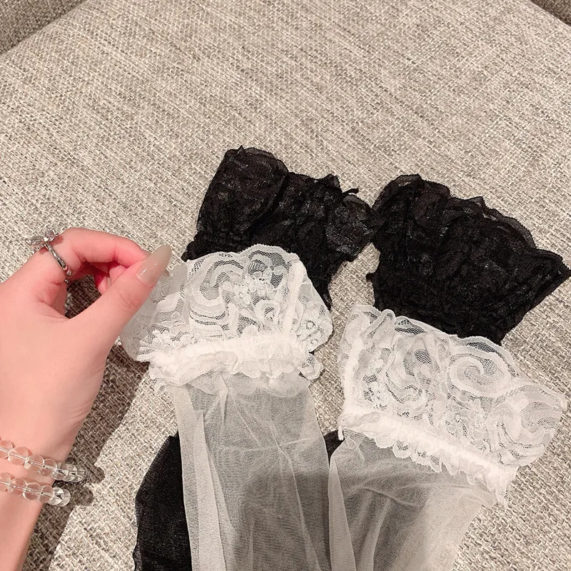 Meias altas de coxa monocromática Lolita para senhoras, meias longas sexy para mulheres, meias sobre o joelho, preto e branco, meias doces para meninas