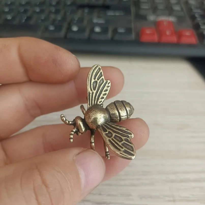 

Solid Brass Insect Honeybee Figurines Miniatures Tea Pet Funny Beetle Crafts Collection Desktop Small Ornaments Home Decorations