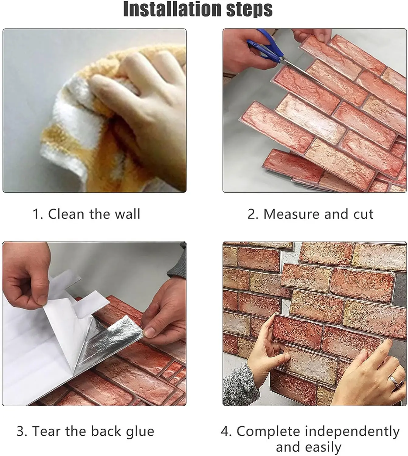 Paneles de pared 3D autoadhesivos impermeables, 10 piezas, azulejo de Metro, papel tapiz de ladrillo, pegatina Retro para chimenea de baño