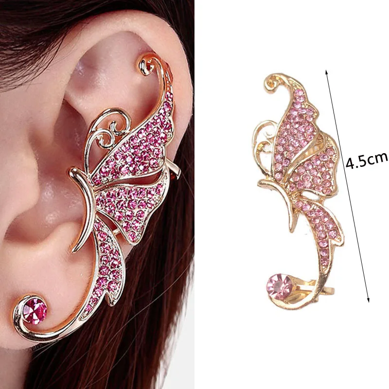 New Crystal Clip Earrings for Women Imitation Pearl Butterfly Ear Clips Cat Shape Girls Earrings need pierced Wholesale Earrings