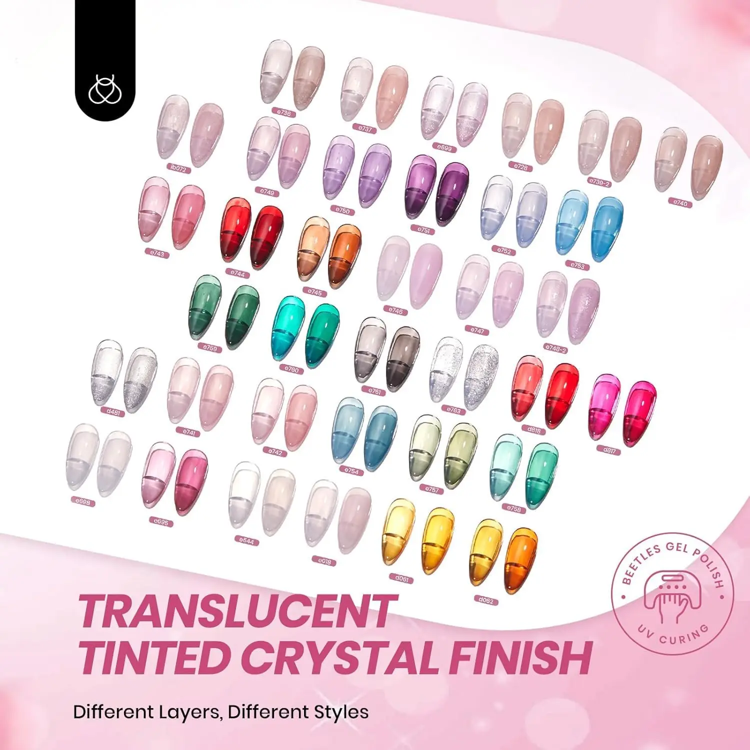 Conjunto de esmaltes em gel 53 peças, gelatina de 36 cores e olho de gato com base/casacos superiores e ferramentas para manicure doméstica