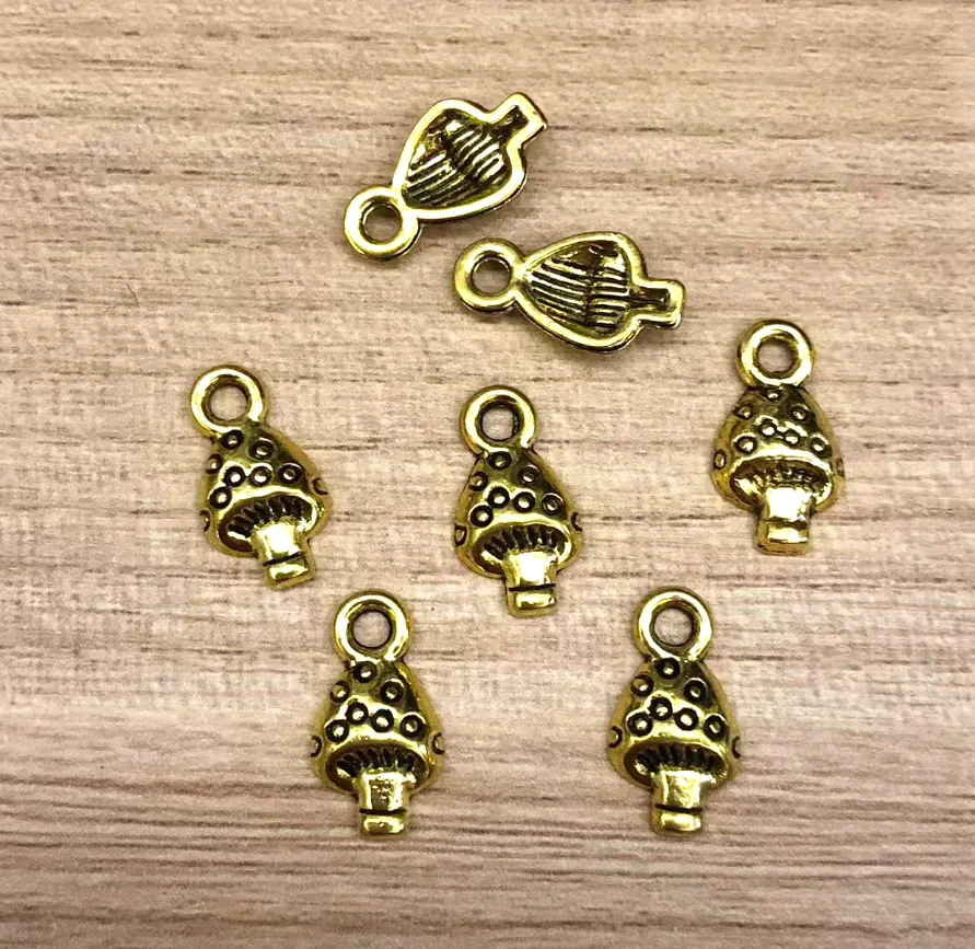 

40pcs 13*7mm Lovely mushroom design pendants for handmade Alloy metal HW2860