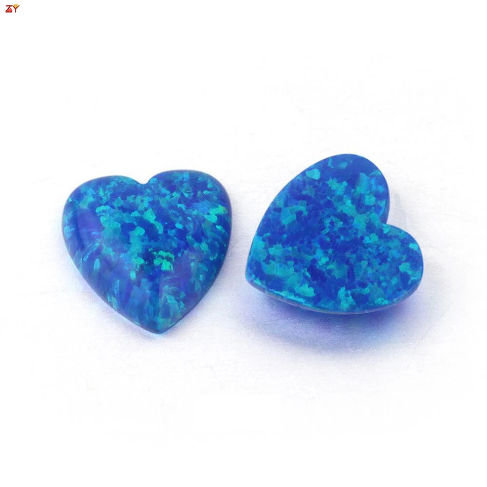 Free Shipping DIY Color Heart Cabochon Flat Bottom Synthetic Fire Opal Heart Stone