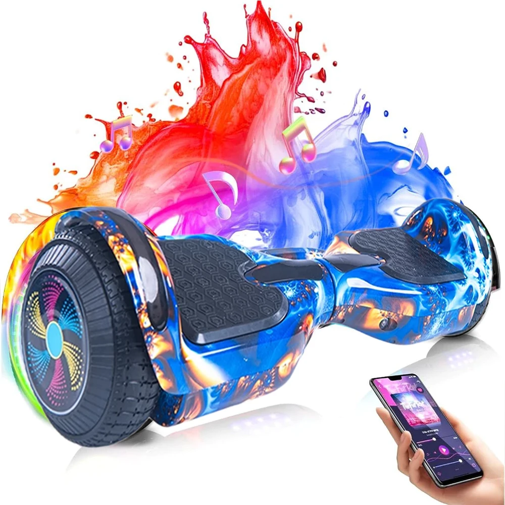 Hoverboard Infantil 65 Polegadas Skate Eletrico Com LED e Bluetooth Bateria Potente e Segura Para Diversao de Criancas