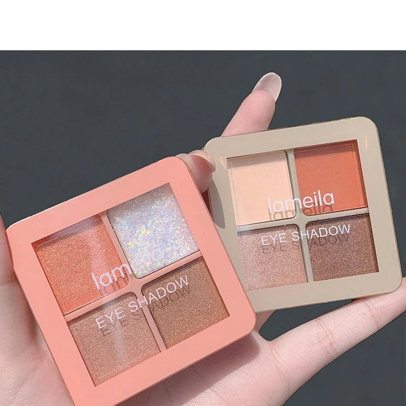 アイシャドウパレット 4色アイシャドウパレット グリッター スパンコール 低彩度 パープル グレー ブラウン フルで立体的な輪郭 тени