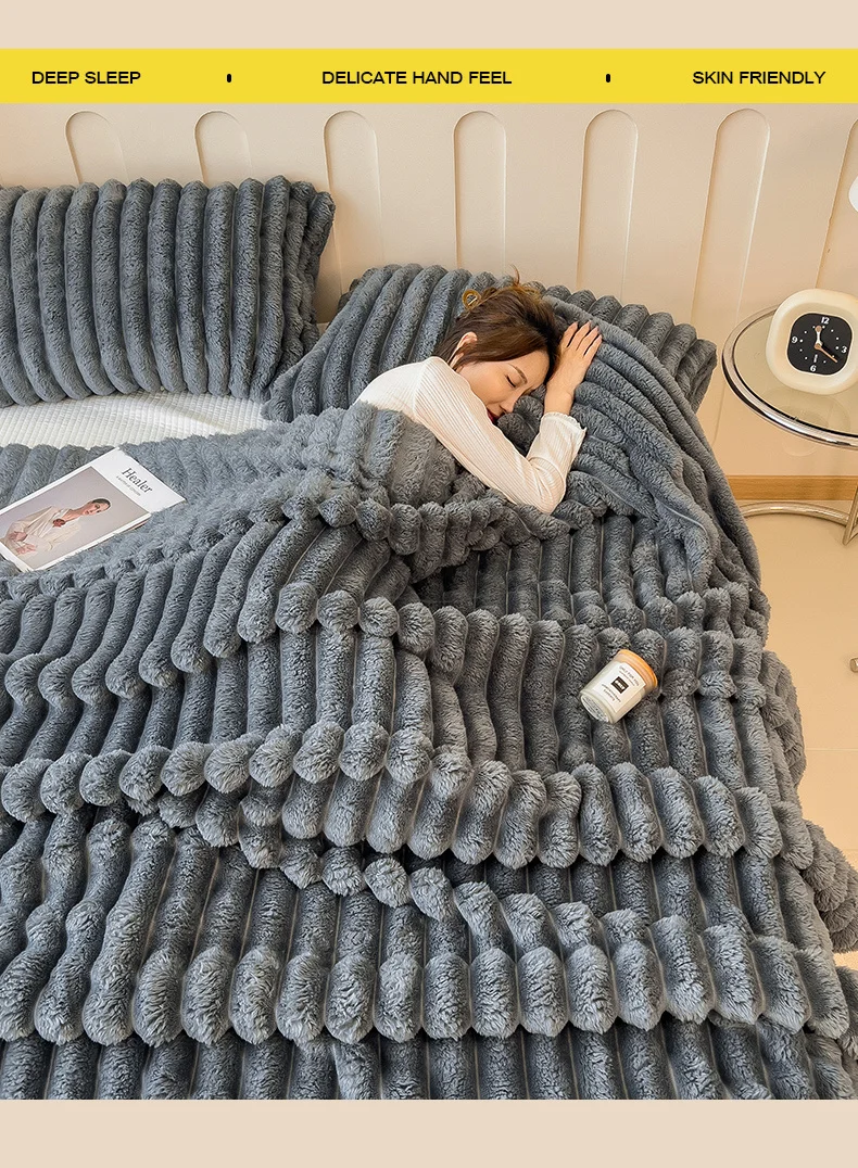 Thickened Wide Striped Flannel Multifunctional Blanket Autumn, Can Be Used As Bed Sheet Winter Blanket, Sofa Blanket,nap Blanket
