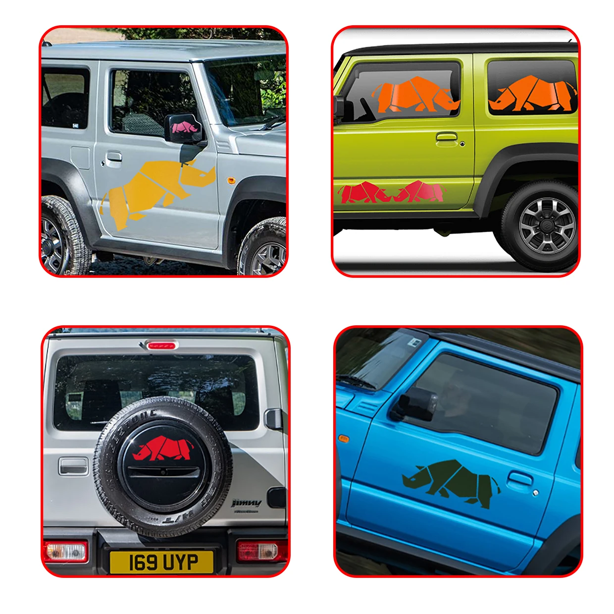 Rhino Adventure Car Stickers Automobiles Decor Vinyl Decals For Suzuki JIMNY JA51 1300  JA71 JA11 JB31 JB33 JB43 JB23 JB64 JB74