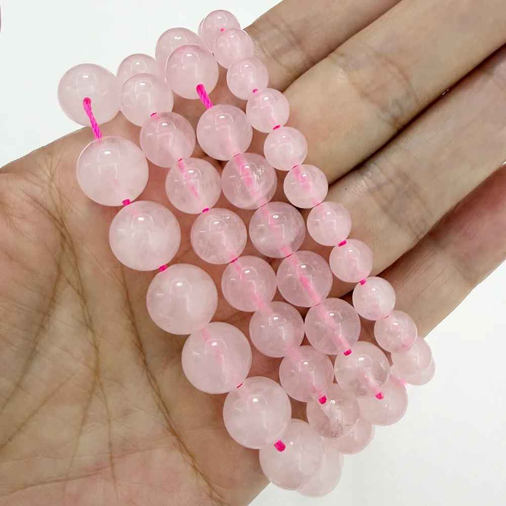 Natural Color (Not Dyed) Pink Rose Quartz Crystals Loose Beads Stone 15