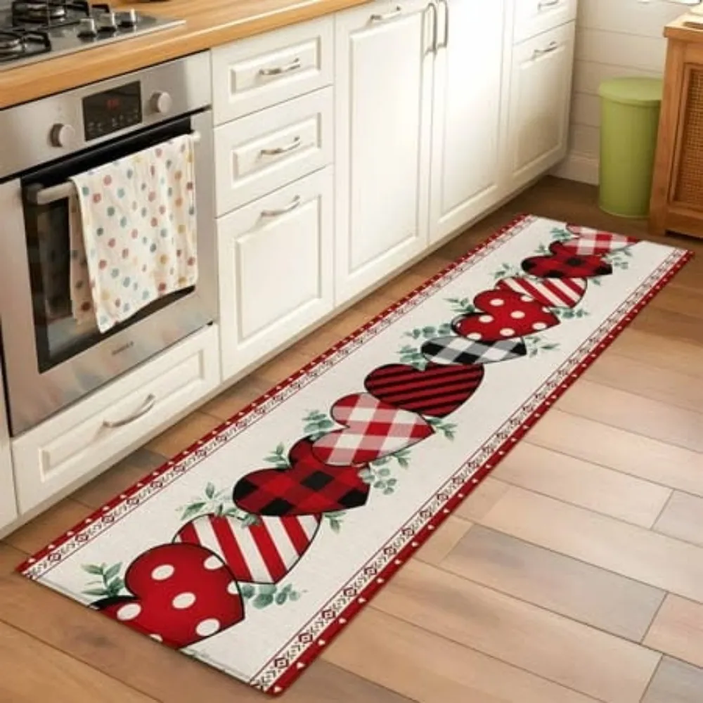 Christmas Runner Rug Rustic Wood Texture Noel Letter Long Hallway Kitchen Mat Non Slip Washable Floor Carpet Decor