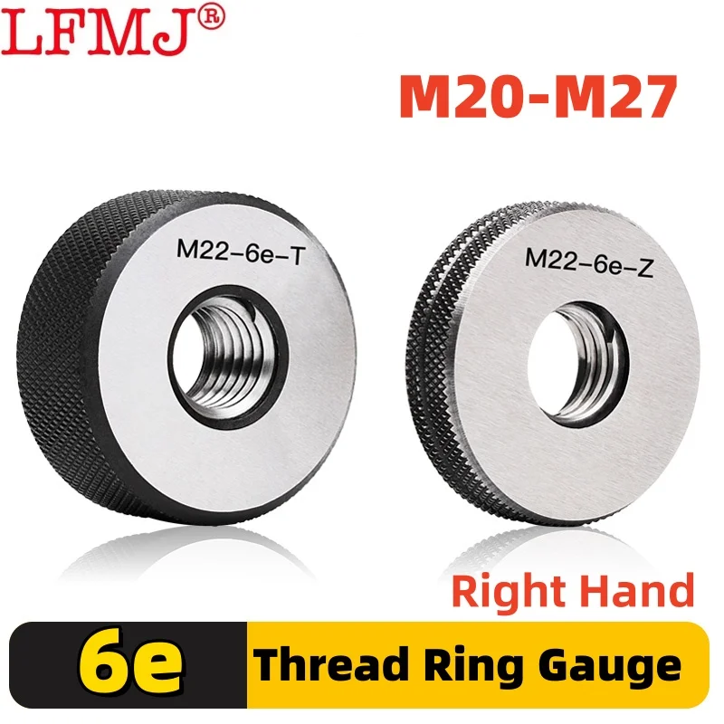 

1SET(1*GO+1*NOGO) 6e M20-M27 Standard Metric Fine Tooth Thread Ring Gauge Measure Tool M20M22M24M27