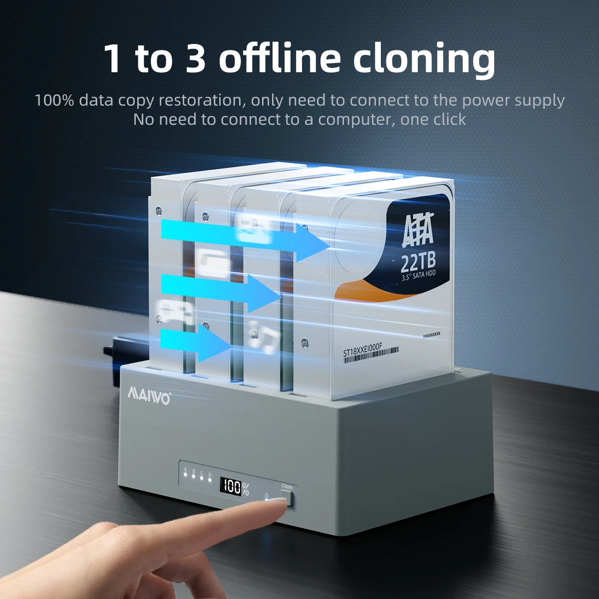 MAIWO 4 Bay Hard Drive Docking Station with Offline Clone SATA to USB 3.0 2.5'' 3.5'' HDD Docking Station for 2.5/3.5 inch HDD