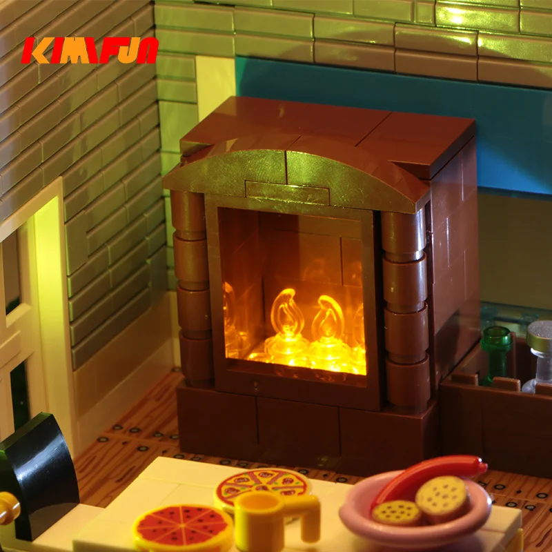 

USB MOC Building Blocks LED Light Barbecue Table City DIY Dynamic Flame Lamp Effect Fireplace Brick Toy Garden