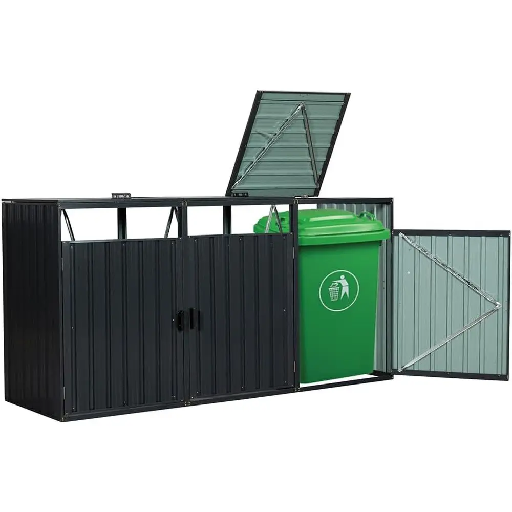 

Всепогодный металлический уличный контейнер для мусора с запираемой дверцей, 94.5Д x 31.5Ш x 48В см