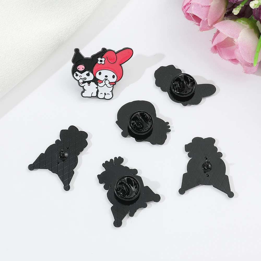 Sanrio-Alfileres esmaltados para mochila para mujer, broches de Hello Kitty de dibujos animados, Kawaii, Kuromi, My Melody, Anime, insignias de Metal, joyería