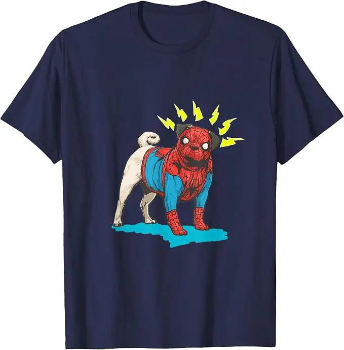 Spider Pug Dog Cartoon T-Shirt Y2k Niedliche Pop-Art-Heldenhund-Grafik-Bekleidung Jungenmode Modische Outdoor-Ästhetische Kleidung T-Shirts – Detail 9
