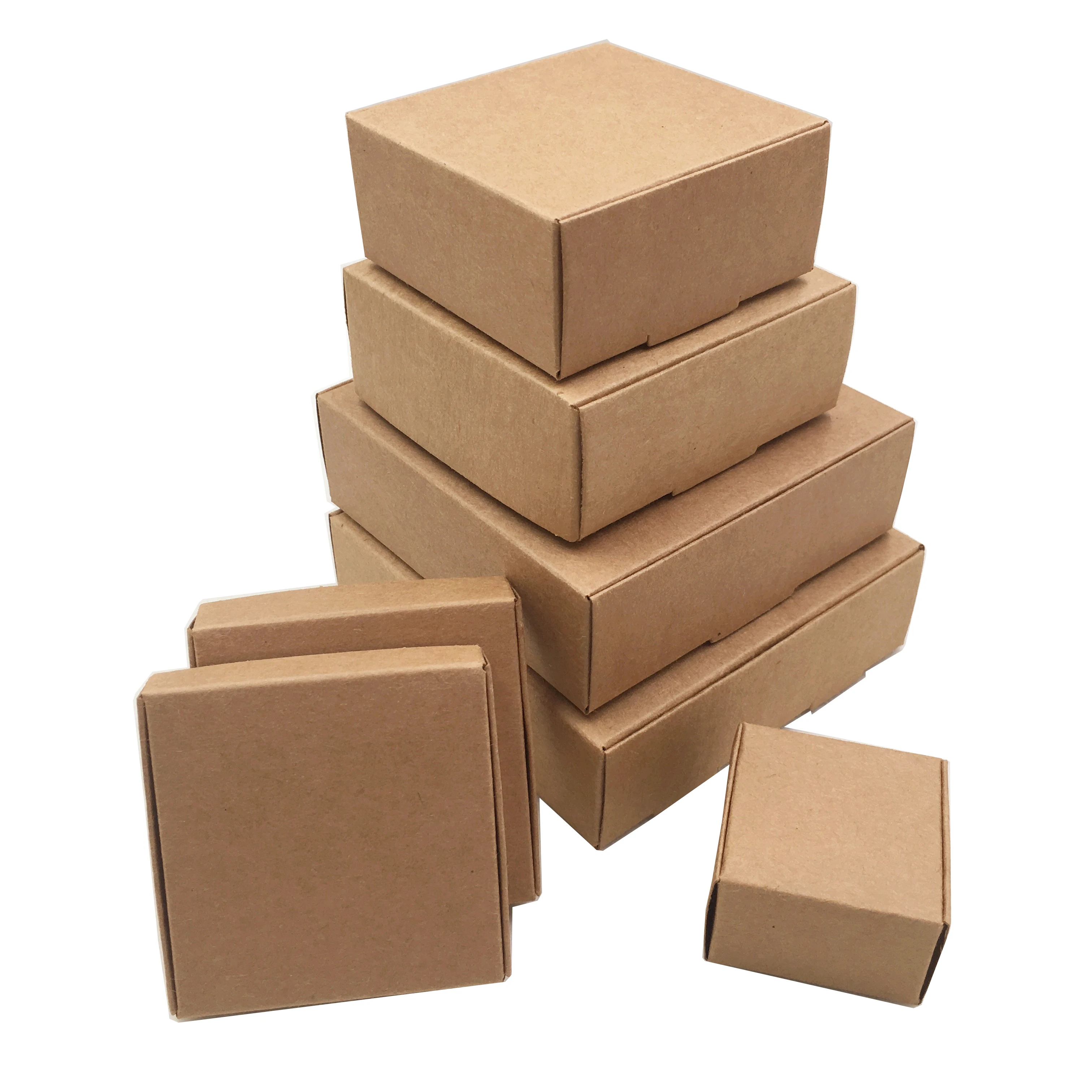 10pcs Multi Size Cute Square Kraft Packaging Box Wedding Party Favor Supplies Handmade Soap Chocolate Candy Gift Box