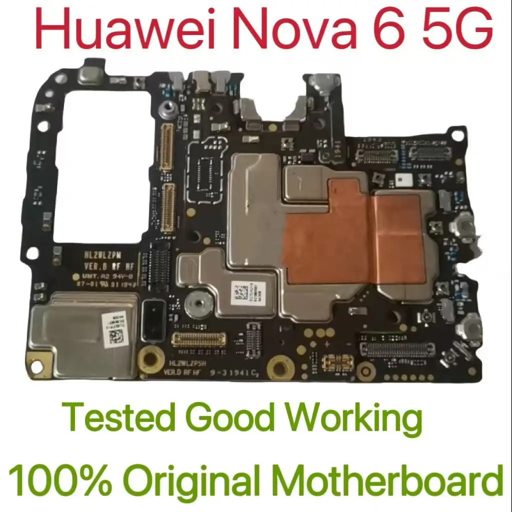 Global Version Original Unlocked Motherboard for Huawei Nova 6 5G Tested Circuit Plate Main Logic Board for Huawei Nova 6 5G