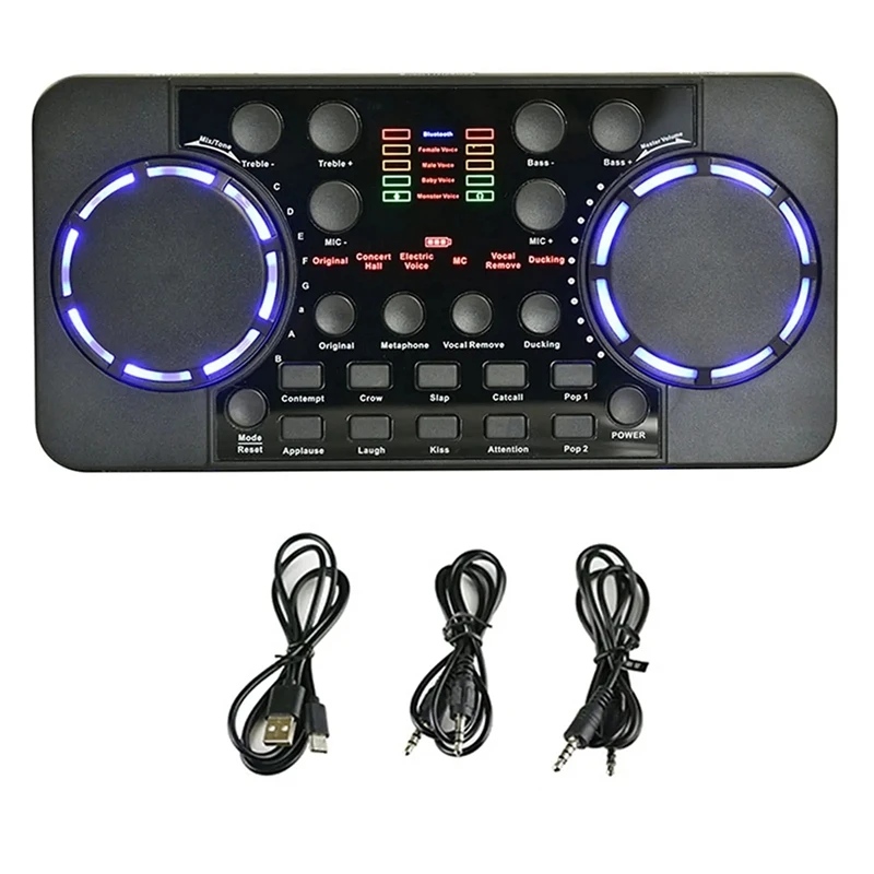 

V300 Pro Sound Card Bluetooth-Compatible Audio Interface Mixer DJ Digital Effect Noise Reduction Console USB Record