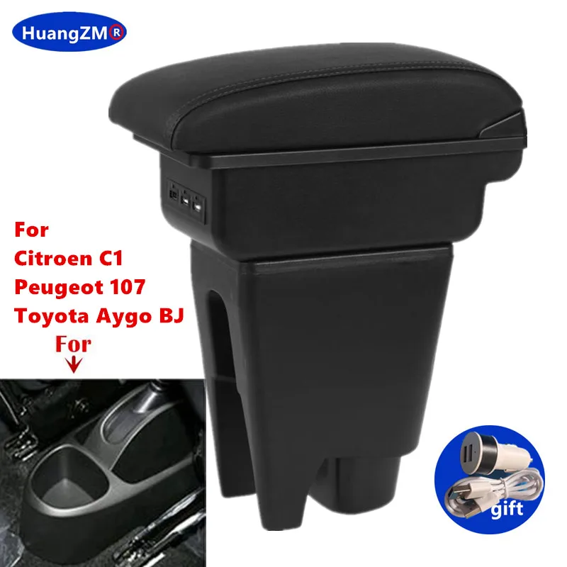 For Peugeot 107 Armrest Box For Citroen C1 Toyota Aygo BJ Car Armrest Storage Box Dedicated Retrofit Interior Car Accessories