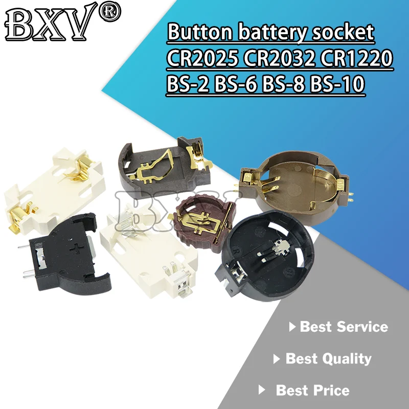 5PCS BS-2 BS-6 BS-8 BS-10 3V CR2025 CR2032 CR1220 Button Battery Socket Holder Battery Storage Box 2025 2032 New Battery