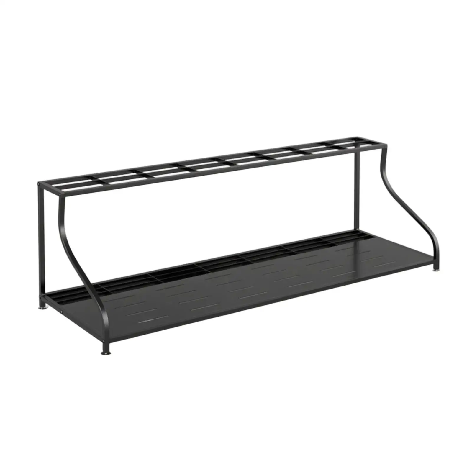 Extended Version Metal Ski Rack for Skis Poles and Boots Floor Standing Organizer with Upper Rail and Catch Tray
