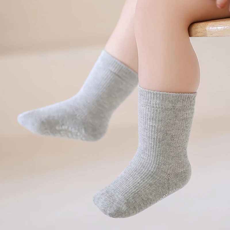 3pcs/set Autumn New Antiskid Knitted Baby Socks Newborn Toddler Solid Cotton Floor Sock Infant Boy Girl Soft Boneless Sock 0-5Y